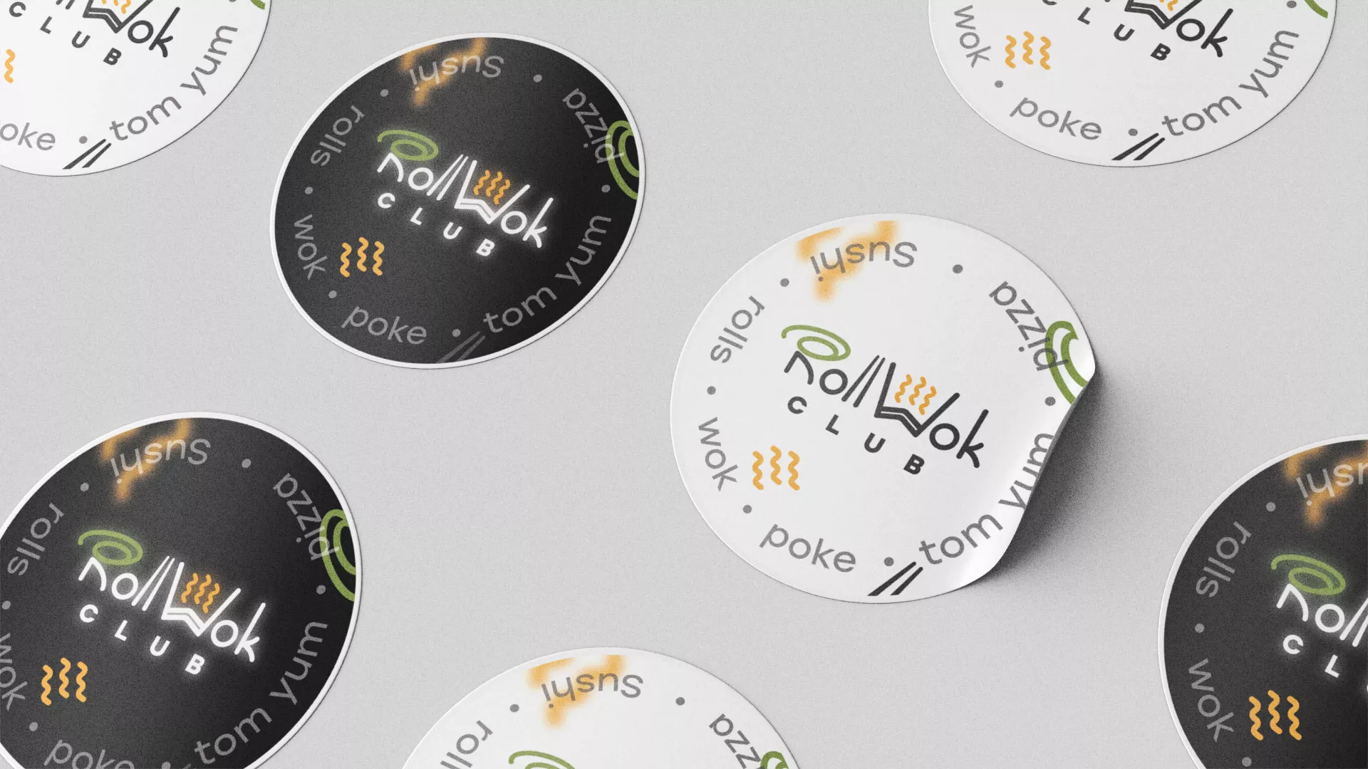 Разработка наклеек для суши-бара «Roll Wok Club» в Звенигово